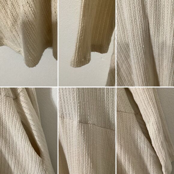 Lagenlook Cottagecore Casual Slouchy Waffle Knit Cream Button Detail Dress 1X - Picture 9 of 9